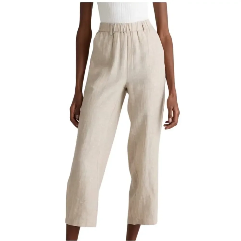 Quince 100% European Linen Tapered Ankle Pants S Flax Pull On Breathable